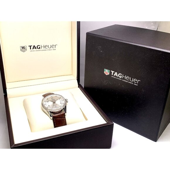 Tag Heuer Men's Watch WV2112 Carrera Re-Edition Swiss Automatic Silver Dial 35mm - Picture 3 of 14